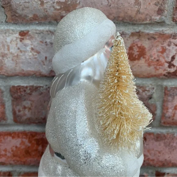 Vintage Dept 56 Mercury Glass Santa Bottle Brush Tree Figurine - Picture 10 of 13